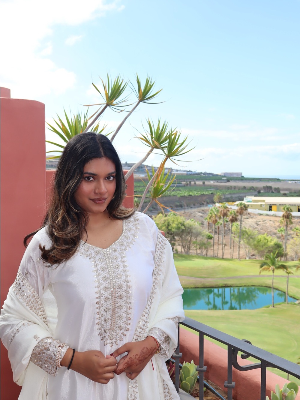 Women's White Embroidered Tunic Top with Subtle Beadwork